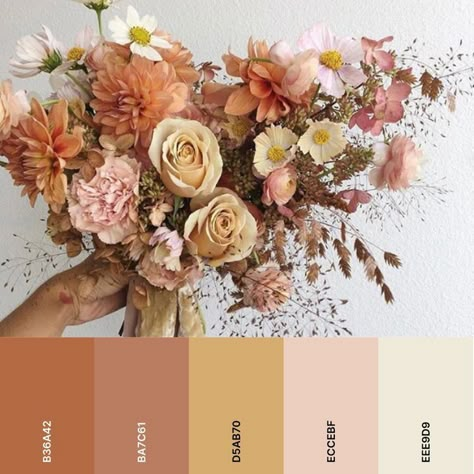 Creative Floral Arrangements, Orange And Pink Wedding, Earth Tone Wedding, Rusting Wedding, Wedding Color Pallet, Moon Flowers, Fall Wedding Color Palette, Wedding Palette, Wedding Flower Inspiration