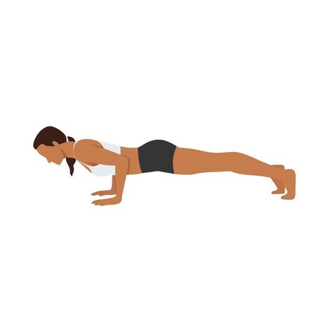 Woman doing Low plank pose Chaturanga dandasana exercise. Flat vector illustration isolated on white background Plank Pose Yoga, Chaturanga Dandasana, Yoga Illustration, Plank Pose, Flat Vector Illustration, Plank Workout, Yoga Art, Flat Vector, Instagram Creative