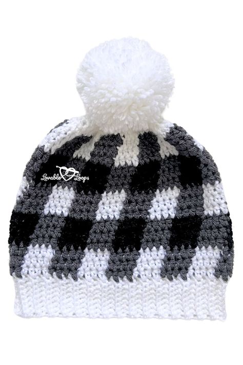 Plaid Crochet Hat, Buffalo Plaid Crochet, Crochet Beanie Hat Free Pattern, Beanie Ideas, Beanie Pattern Free, Easy Crochet Hat Patterns, Crochet Beanie Pattern Free, Sewing Patterns For Women, Crochet Animal Hats