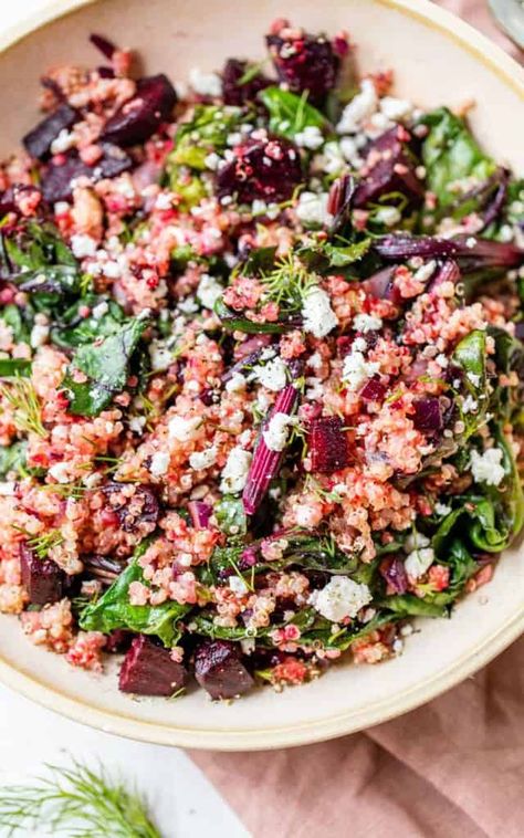 Quinoa Feta Salad, Beet Quinoa, Beet Salad Recipes, Clean And Delicious, Beetroot Salad, Grape Salad, Beet Greens, Feta Salad, Beet Salad