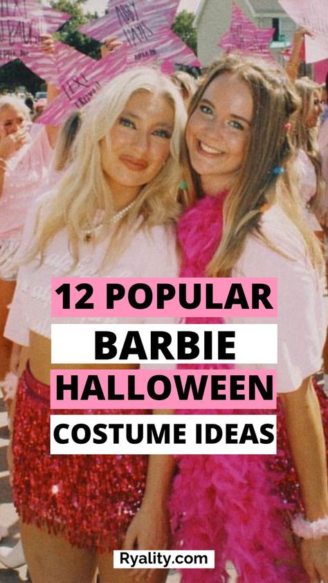 these barbie outfits for halloween are too good Redhead Barbie Costume, Barbie Going Out Outfit, 70s Barbie Costume, Dress Like Barbie Outfits, Barbie Halloween Costume Ideas, Barbie Winter Outfits, Barbie Diy Costume, Diy Barbie Costume, Barbie Outfits Halloween