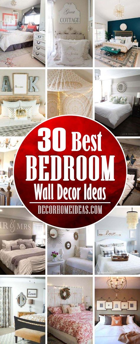 Best Bedroom Wall Decor Ideas. Get some creative bedroom wall decor ideas to add personality and charm to your home. Headboards, signs, rugs and mirrors are some of the accents. #decorhomeideas Wall Decor For Gray Bedroom, Bed Side Wall Decor Ideas, Bedroom Entry Wall Decor, Headboard Walls In Bedroom, Decorate Bedroom Wall Ideas, Bedroom Wall Decor Side Of Bed, Decorating Wall In Bedroom, Decorating Ideas For The Bedroom Walls, Bedroom Walls Decorations