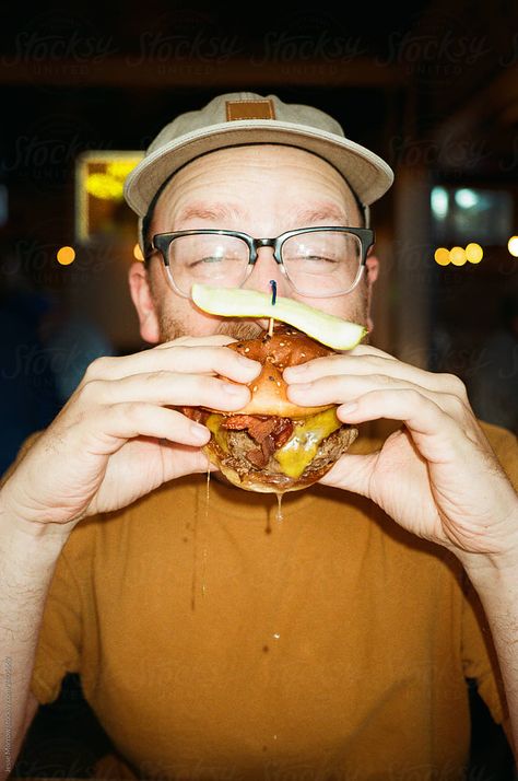 Young Male Eats Larger Hamburger  male eating messy cheeseburger in restaurant   #food #portrait #unhealthy #hungry #nutrition #meal #burger Friendship Stories, Meat Markets, Burger Restaurant, People Food, Smash Burger, People Eating, Marmaris, Dongguan, Food Styling