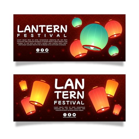 Gradient lantern festival horizontal ban... | Free Vector #Freepik #freevector #lantern-festival #paper-lantern #banner-set #chinese-festival Festival Banner, Vector Gradient, Chinese Festival, Lantern Festival, Paper Lantern, Festival Posters, Psd Files, Graphic Design Inspiration, Banner Design