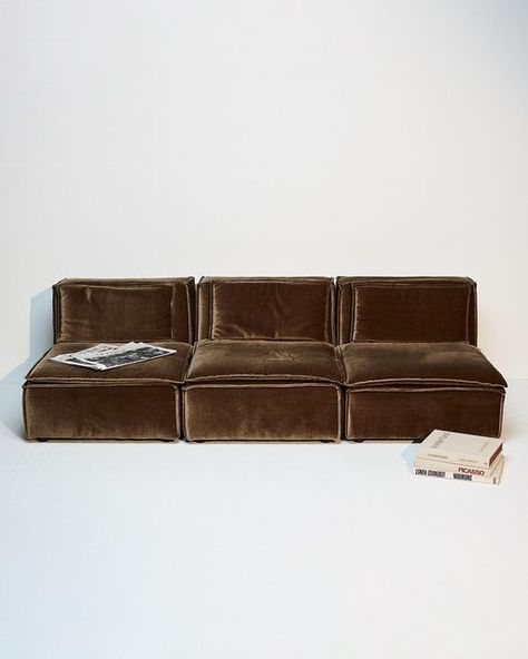 Lounge Sectional, Velvet Brown Sofa, Light Brown Velvet Sofa, Vintage Modular Sofa, Chocolate Brown Velvet Sofa, Modular Couches, Brown Corduroy Couch, Sofa Brown, Brown Suede Couch