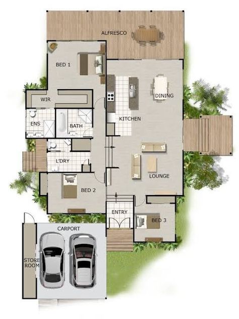 Split Level House Design, Split Level Floor Plans, Split Level House Plans, One Level House Plans, House Plans Australia, Carport Plans, Three Bedroom House Plan, Narrow Lot House Plans, Houses Plans