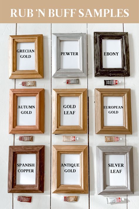 Trying All The Rub 'n Buff Colors - Liz Marie Blog Run N Buff Colors, Rub N Buff Picture Frame, Rub N Buff Ideas, Rub And Buff Projects, Photo Frame Painting Ideas, Painting Upcycle, Rub And Buff, Framing Art, Furniture Finish