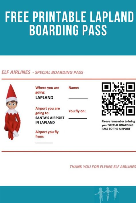 Free Printable Lapland Boarding Pass - Travel Tips with Mini Travellers This Christmas we booked in a trip to Santa’s Lapland in February! We decided before we agreed it all that we weren’t going to tell them in February, as that’s a long time to wait when you’re 39 never mind when you’re 6 and 7, so we decided to wait until December to do our Lapland Reveal.  Why not PIN this FREE Printable Lapland Boarding Pass Lapland Reveal, Surprise Trip Reveal, Elf Idea, Passports For Kids, Family Ski Trip, Christmas Arts And Crafts, Visit Santa, Never Mind, Free Christmas Printables