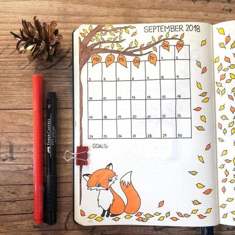 Fox themed bullet journal ideas Autumn Bullet Journal, Bullet Journal Calendrier, Bullet Journal September, Bullet Journal Month, Bullet Journal 2020, Bujo Planner, Bullet Journal Notes, Bullet Journal Mood, Bullet Journal Notebook