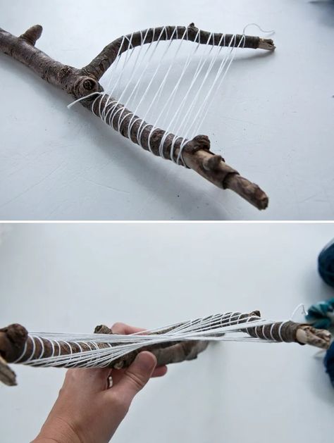 Weave Experiments || Stick Weaving | The Weaving Loom Stick Weaving, Design Humor, Education Art, Natural Branches, Weaving Loom Projects, Weaving Tutorial, Diy Weaving, Rough Texture, Weaving Loom