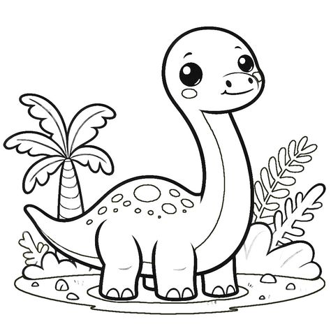 Dinosaur Coloring Pages Free Printable, Dino Coloring Pages, Long Neck Dinosaur, Dinosaur Coloring Pages, Dinosaur Coloring, Printable Pictures, Outline Drawings, Long Neck, Landscape Drawings