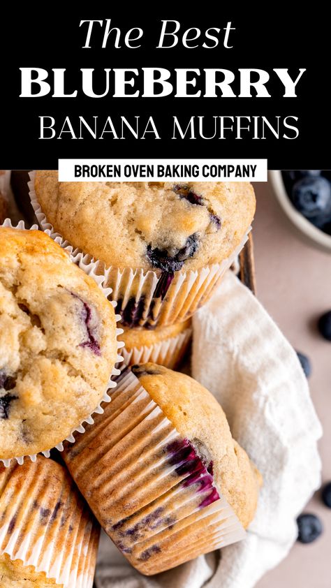 Moist Banana Bread Muffins, Blueberry Banana Muffins, Blueberry Banana Smoothie, Banana Blueberry Muffins, Berry Muffins, Moist Banana Bread, Healthy Blueberry, Muffin Recipes Blueberry, Muffin Batter