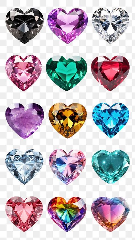 Heart Shaped Gemstones, Diamond Png, Diamond Graphic, Heart Gem, Png Heart, Diamond Vector, Png Elements, Birthday Cake Topper Printable, Heart Illustration