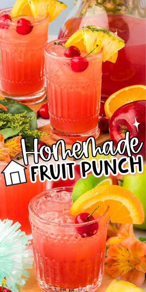 Learn How To Make Fruit Punch with the best high-quality ingredients to have the most delicious party drink at all of your gatherings! Prep a batch of this fruity, perfectly sweet punch in less than 5 minutes! via @sugarandsoulco Homemade Fruit Punch Juice, How To Make Fruit Punch, Fruit Punch Juice Recipe, Jamaican Fruit Punch, How To Make Punch For A Party, Fruit Punch Recipes Non Alcoholic, Homemade Fruit Punch, Non Alcoholic Fruit Punch, Alcoholic Fruit Punch