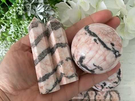 Pink Zebra Jasper, 2024 Wishlist, Zebra Jasper, Cool Rocks, Crystal Magic, White Zebra, Pink And White Stripes, Pink Zebra, Black And White Stripes