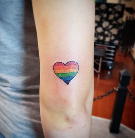 Rainbow Heart Tattoo, Love Heart Tattoo, Charm Tattoo, Pride Tattoo, Ankle Bracelet Tattoo, Rainbow Tattoos, Pride Heart, Black Girls With Tattoos, Tattoos For Lovers