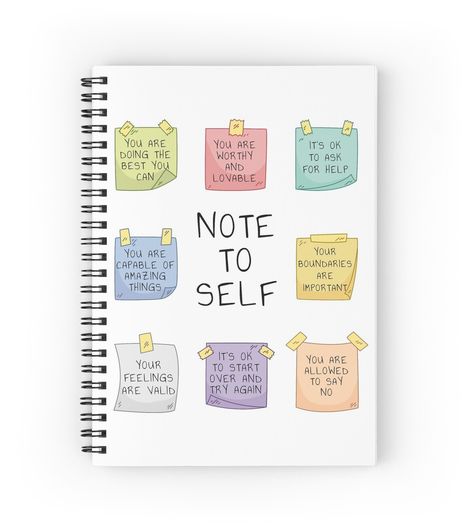 Self Kindness, Self Compassion, Note To Self, Sticky Notes, Spiral Notebook, Back Cover, Self Care, Self Love, Notebook