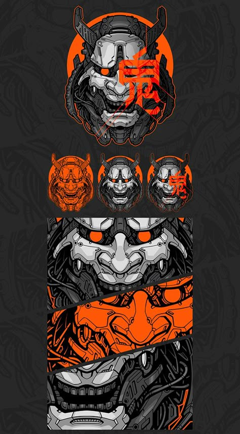 Japan Poster Design Graphics, Oni Mecha, Japan Culture Art, Oni Samurai, Best Anime Characters, Snk King Of Fighters, Japan Graphic Design, Character Design Digital Art, Samurai Wallpaper