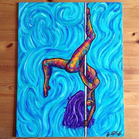 Beautiful Pole Art by Spencer McCarthy #dance #pole #art Pole Dancing Videos, Dance Pole, Dancing Videos, Dancing Drawings, Pole Art, Dance Paintings, Aerial Dance, Canvas Painting Designs, Pole Fitness