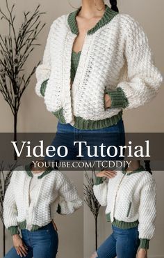 How To Crochet Jacket, Bulky Knit Cardigan Pattern Free Plus Size, How To Make Crochet Jacket, Crochet Varsity Jacket Pattern, Crochet Amigurumi Video Tutorials, Chunky Crochet Jacket, How To Crochet Sweater Step By Step, Crochet Business Casual, Crocheting Jacket