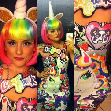 Lisa Frank halloween costume! Lisa Frank Shirt, Lisa Frank Costume, Lisa Frank Halloween, Lisa Frank Unicorn, 90s Halloween Party, 90s Halloween Costumes, 90s Pop Culture, Lisa Frank Stickers, Easy Diy Costumes