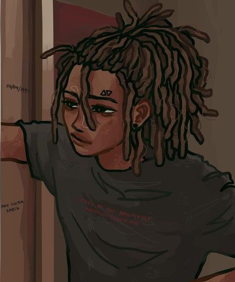 Dreadhead Drawing Pfp, Black Guy Hair Drawing, Poc Men Drawing, Poc Men Art, Blasian Drawings, Trans Masc Oc Art, Black Guy With Dreads Drawing, Black Oc Male Dreads, Black Oc Male Art