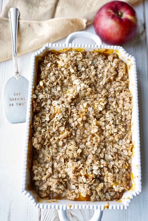 Pumpkin Apple Crisp • A Wholesome New World Pumpkin Apple Crisp, Pumpkin Apple Recipe, Pumpkin Crisp Recipe, Apple Pumpkin Pie, Oatmeal Crisp, Pumpkin Cobbler, Pumpkin Crisp, Apple Pumpkin, Photo Opportunity