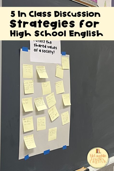 Student Self Assessment High School, High School English Lesson Plans, Discussion Strategies, High School English Classroom, Class Discussion, Teaching Lessons Plans, Teaching High School English, High School Activities, Teaching Literature