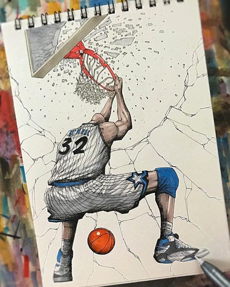 Shaq attack @nba @b.league_official #dunk #shaq #caricatures #doodles #sketchbook #funart #funnyart #shaquilleoneal #draw #oneal #artwork… Dai Tamura, Basketball Tumblr, Nba Graphics, Best Paintings, Nba Artwork, Basketball Drawings, Tumblr Drawings, Nba Basketball Art, Nba Art