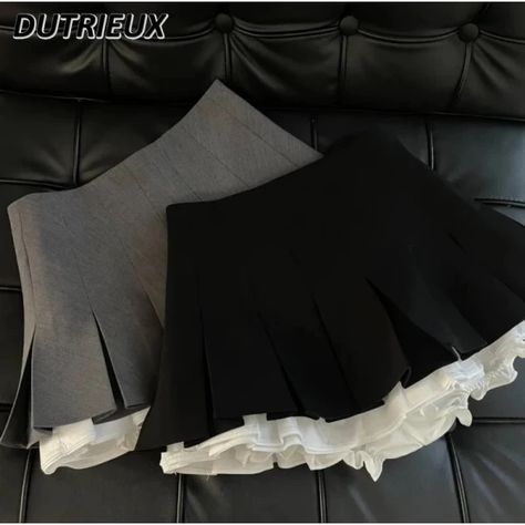 Just found this amazing item on AliExpress. Check it out! $30.15 35％ Off | Japanese College Style Pleated Skirts Women New Autumn and Winter All-Matching Mini Skirt Female High Waist A- Line Black Skirt Japanese College, Korean Patchwork, Goth Skirt, Alt Clothes, Mini Pleated Skirt, Japanese Kawaii, Skirt Y2k, Skirts Women, Pleated Skirts