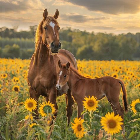 Horses And Sunflowers, Horses Images, Horse Images, Wild Horses Photography, Beautiful Horses Photography, Cute Horse Pictures, Animal Images, Sunflower Png, Horse Equestrian