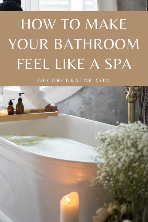 Bathroom Spa Decor Ideas, Bathroom Tub Decor, Spa Bathroom Decor Ideas, Small Spa Bathroom, Home Spa Decor, Spa Master Bath, Spa Inspired Bathroom Decor, Home Spa Bathroom, Bathroom Decor Spa