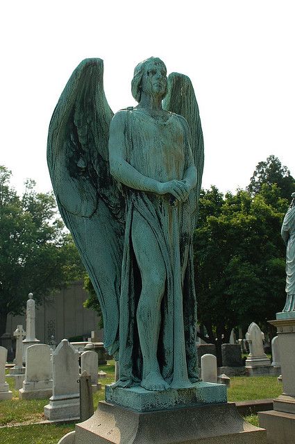 Male angel statue-Greenmount Cemetery, Baltimore...I never get tired of an Angel, especially One that's guarding something precious.. Beautiful Cemetery, Weeping Angels, Beautiful Statues, Cemetery Angels, Cemetery Statues, Weeping Angel, I Believe In Angels, Lost World, Angel Sculpture