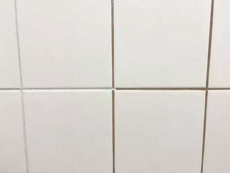 Grout Pens For Tile, Grout Pen Before And After, Grey Grout Bathroom, White Tiles Grey Grout, Paint Grout, Can You Paint Tile, Best Grout Cleaner, Grout Renew, Shower Grout