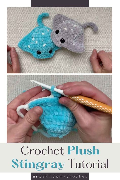 Mini Crochet Sea Creatures, Stingray Bead Pattern, Easy One Color Crochet Projects, Crochet Star Fish Pattern Free, Sting Ray Crochet Pattern Free, Crochet Stingray Pattern Free, Stingray Crochet, Crochet Ocean Animals, Crochet Stingray