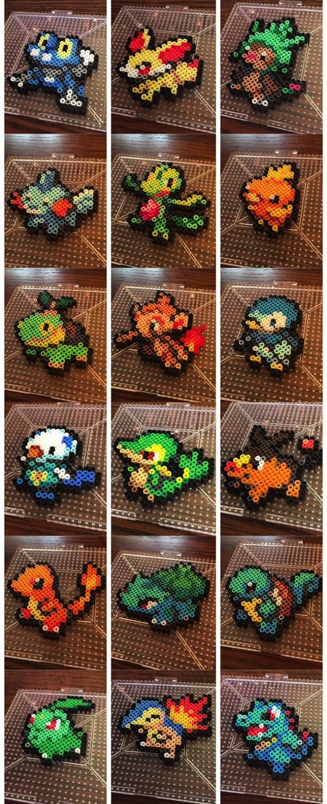 Beginner Pokemon Perler Pokemon Ideas Diy, Pokémon Pearl Or Beads, 2d Perler Bead Patterns, Beginner Beading Patterns, Squirtle Perler Bead Pattern, Pokemon Art Projects, Mini Pokemon Perler Bead Patterns, Pearler Bead Pokemon, Pokemon Fuse Bead Patterns