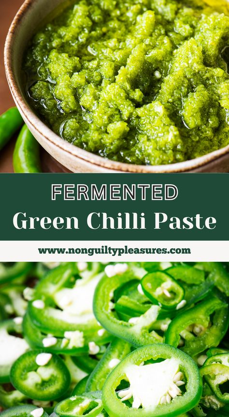 This Middle Eastern fermented chilli paste can be made from red or green chillies. It's spicy perfection! Use it as a chilli paste in stir-fry dishes and spicy stews. Or serve it as a chunky hot sauce alongside grilled meat and falafel. Unlike store-bought options, this homemade green chilli paste uses natural fermentation to develop its complex taste profile. A jar of this simple fermented green chilli paste keeps in the fridge for six months. Fermented Condiments, Fermented Chilli, Spicy Ramen Noodles, Pickled Foods, Spicy Stew, Lunch Sides, Spicy Ramen, Homemade Condiments, Stir Fry Dishes