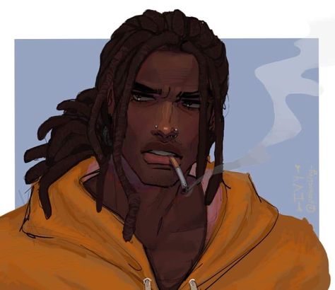 Black Man Hair Drawing, Locs Drawing Reference Male, Black Manga Characters Male, Black Man Oc Art, Tall Lanky Character Design, Black Hair Male Face Claim, Long Hair Guy Drawing, Black Art Male, Dread Reference