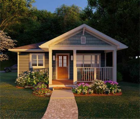 Country House Plan - 1 Bedrooms, 1 Bath, 624 Sq Ft Plan 32-131 Small Cottage House, Mexico Homes, Country Cottage House Plans, Simple Cottage, Small Cottage House Plans, Bungalow Style House, Bungalow Style House Plans, Small Cottage Homes, A Small House