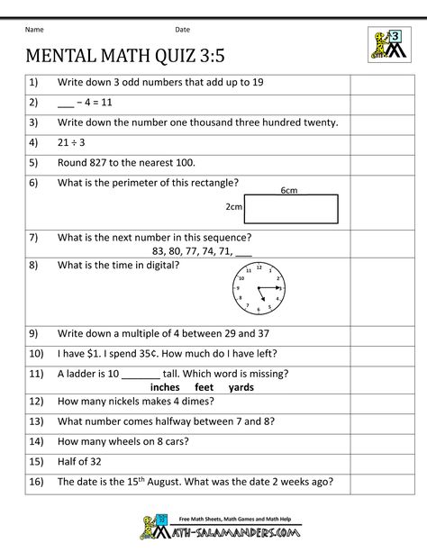 mental math quiz 3rd 5 Mental Maths Worksheets For Class 3, Year 4 Maths Worksheets, Math Mental, 4th Grade Math Test, Year 4 Maths, Math Sites, Conjunctions Worksheet, Math Quiz, Math Quizzes