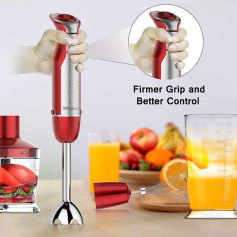 Amazon.com: XProject 800W 4-in-1 Hand Blender with 6 Speed,Powerful Immersion Hand Blender for Smoothies Baby Food Yogurt Sauces Soups (Red): Kitchen & Dining Yogurt Sauces, Blender For Smoothies, Yogurt Sauce, Hand Blender, Red Kitchen, Coffee Machines, Small Kitchen Appliances, Kitchen Stuff, Baby Food