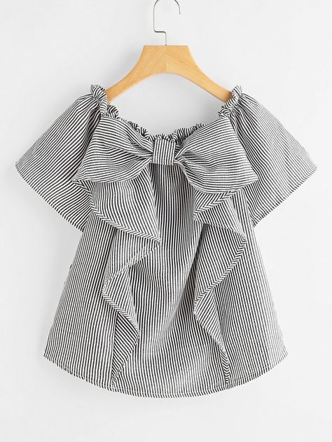 Vertical Striped Frill Trim Blouse | SHEIN USA Epithet Erased, Kids Dress Patterns, Baby Dress Patterns, Girl Dress Patterns, Fashion Tops Blouse, Kids Designer Dresses, Kids Frocks, Baby Frocks Designs