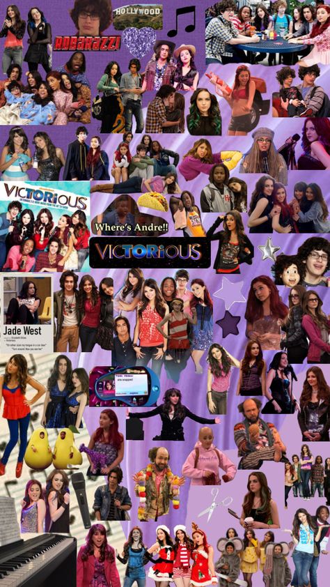 #victorious #nickelodeon #collagewallpaper #favtvshow Nickelodeon Aesthetic, Victorious Aesthetic, Victorious Show, Victorious Nickelodeon, Tori Vega, Jade West, Cat Valentine, Wall Collage, Nickelodeon