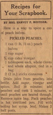 Pickled Peaches, Spiced Peaches, Canning Fruit, Canning Pickles, Canning Recipe, Handwritten Recipes, Home Canning, Peach Recipe, Grandmas Recipes