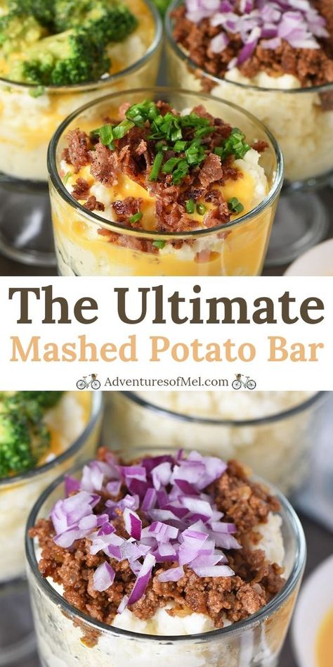 Appetizers Wedding, Ultimate Mashed Potatoes, Mashed Potato Bar, Party Food Bars, Baked Potato Bar, Party Food Bar, Potato Bar, Appetizers For A Crowd, Feed A Crowd