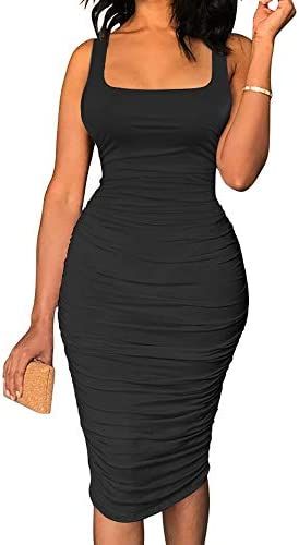 Fitted Party Dress, Midi Party Dress, Midi Tank Dress, Pleated Chiffon, Ruched Bodycon Dress, Tank Top Dress, Casual Tank Tops, Club Dresses, Cami Dress