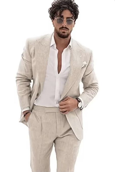 Casual Wedding Suit, Linen Wedding Suit, Suits Groomsmen, Linen Suit Men, Wedding Guest Men, Tuxedos Wedding, Blazer Pants Set, Linen Suits For Men, Beach Wedding Suits