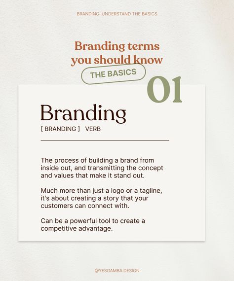 Everyone wants a cool brand that people love, but in order to build a successful brand, you have to understand the basics. This is the first definition of the collection of Branding Terms You Should Know. Read the complete post on Instagram. #branding #definitions #gettingstarted Brand Definition, Instagram Branding, Branding Graphic Design, Brand Marketing, The Basics, Brand You, How To Use, Branding, Graphic Design