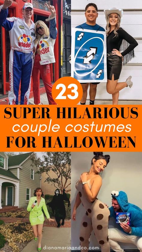 These funny couple costumes for halloween are some of the best I've seen! I love how unique and easy to recreate these ideas are. Unique Couples Costumes, Funny Couple Costumes, Diy Couples Costumes, Costumes For Couples, Couple Costume, Cute Couple Halloween Costumes, Holloween Costume, Hallowen Costume, Couples Halloween