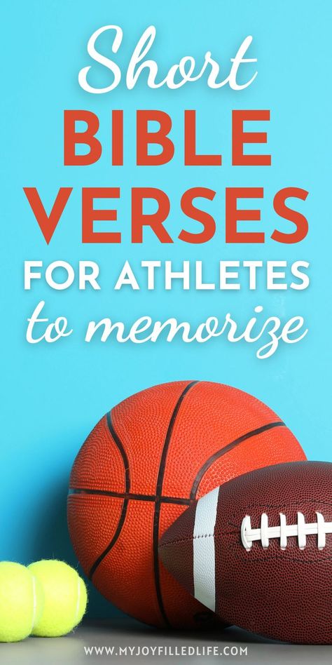 Combine your love for sports with your faith! These 10 short Bible verses for athletes will inspire you to push through challenges and achieve your goals. Pin for later and start memorizing today!" Scriptures For Sports, God And Sports Quotes, Basketball Bible Verse, Sports Bible Verses Motivation, Bible Verse For Sports, Bible Verses For Athletes Sports, Sports Bible Verses, Bible Verse For Athletes, Bible Verses For Sports